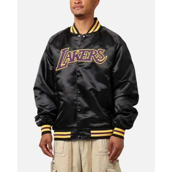 Mitchell & Ness Los Angeles Lakers Youth L 14/16 Varsity Jacket NBA Black/Purple - Picture 2 of 16